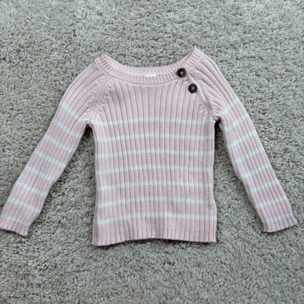 Baby B'gosh Striped Ribbed Sweater Kids 18M Pink Excellent Button‎ Shoulder